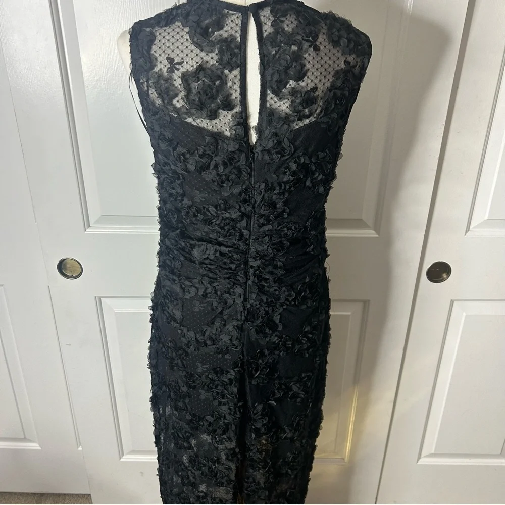 NWT (size 10) Lipsy Black 3d Floral Mesh Midaxi Bodycon Dress - Picture 8 of 10